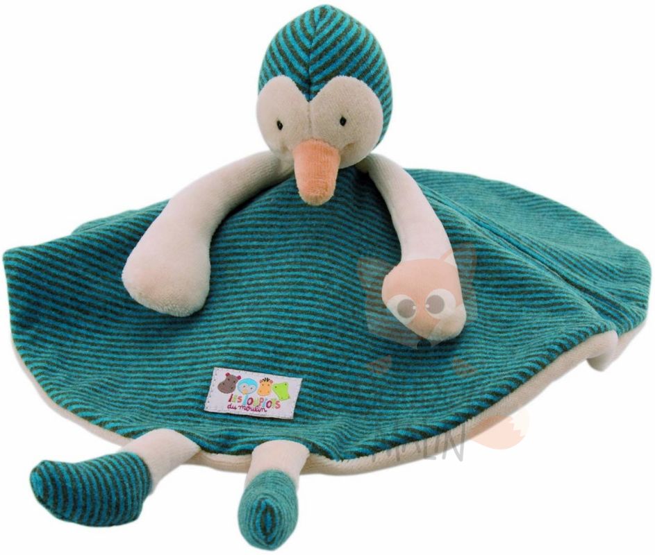  les loupiots baby comforter blue penguin 